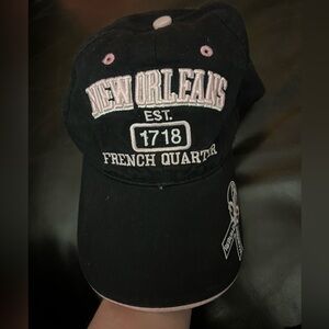 New Orleans French Quarter Black Cap with Pink Embroidery